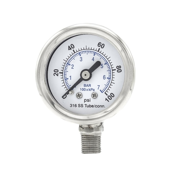 Pic Gauges 1 1/2 in Dial, 1/8 in NPT Male Lower Location, Stainless Steel Case Material PRO-301D-158E-01 - main